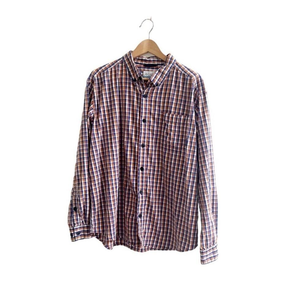 Columbia Men’s Plaid Long Sleeve Outdoors Collard Shirt Button Front Size XL